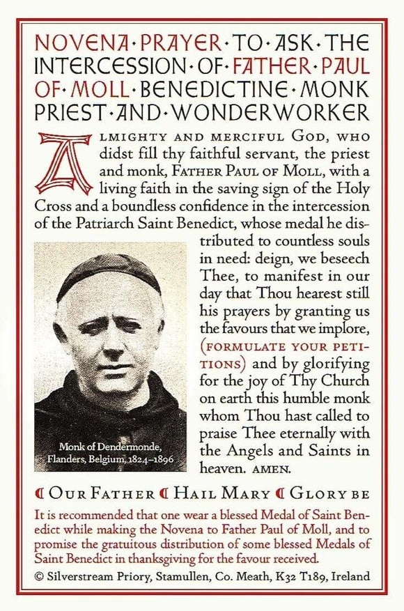 Prayer Card The Cenacle Press at Silverstream Priory Fr. Paul of Moll Prayer Card