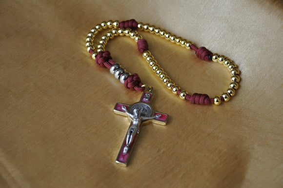 Sacré Cœur: Brass and Paracord St Benedict Rosary (Gold)