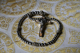 REGINA MONACHORUM: Brass and Paracord St Benedict Rosary (Silver)