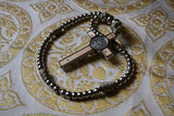 REGINA MONACHORUM: Brass and Paracord St Benedict Rosary (Silver)