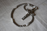 SANCTA MARIA AD NIVES: Brass and Paracord St Benedict Rosary (Silver)