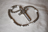 SANCTA MARIA AD NIVES: Brass and Paracord St Benedict Rosary (Silver)