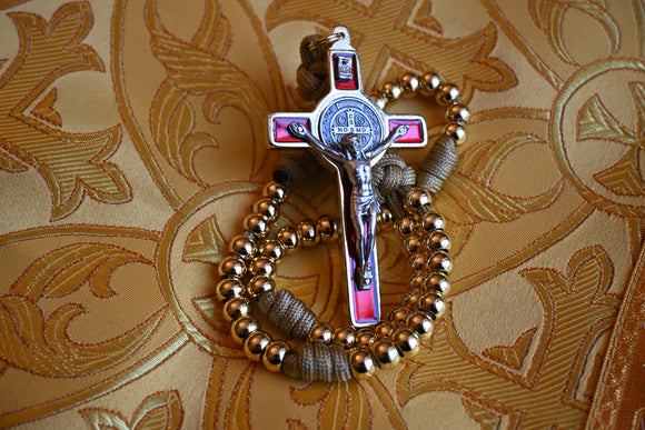 ANCILLA DOMINI: Brass and Paracord St Benedict Rosary