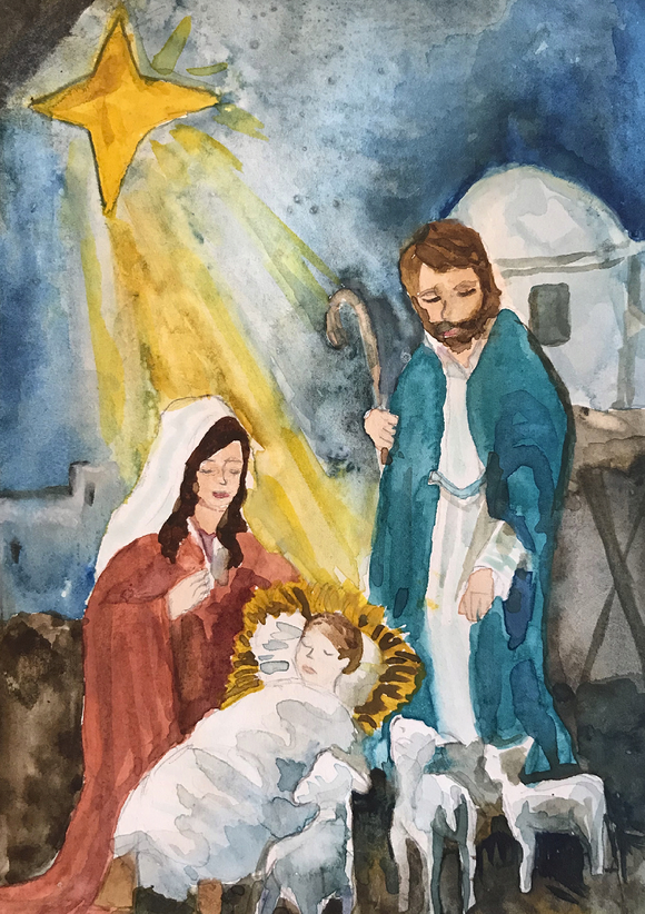 Holy Family Children's Rosary Christmas Cards