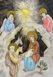Nativity Grotto Children's Rosary Christmas Cards