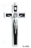 Cross Germoglio 40 x 20 cm Aluminium and Wood Large Saint Benedict Wall Crucifix