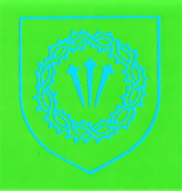Decal The Cenacle Press at Silverstream Priory Crown and Nails Medieval Shield Decal (Sticker)