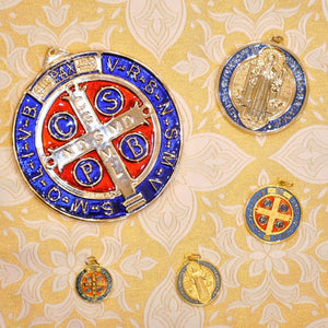 Medal Germoglio Gold Enamelled Saint Benedict Medal