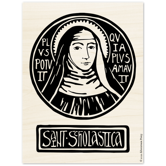 Saint Scholastica Wood Panel Print