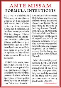 Print The Cenacle Press at Silverstream Priory Priest's Declaration of Intention Before Celebrating Holy Mass